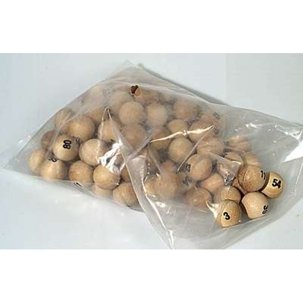 Bingoballen 75 stuks hout 25mm.genummerd - Afbeelding 1