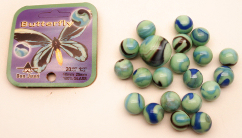 102441 2 butterfly knikkers 42mm (Mexico) 4011 - Afbeelding 1