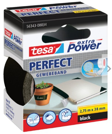 114042 Tesa Klussentape 2.75mX38mm Zwart - Afbeelding 1