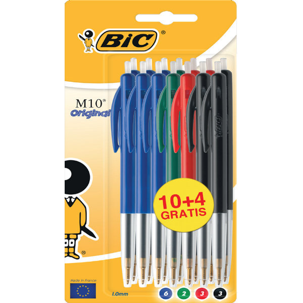 10+4  Bic M10 pennen  per stukorti op blister - Afbeelding 1