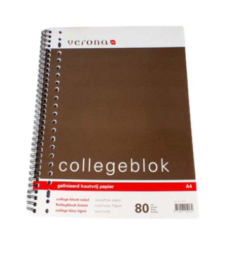 424100 5 college spiraalblok 80 vel A4 verona - Afbeelding 1