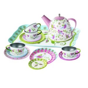 Tinnen theeset Vogel in koffer 36355