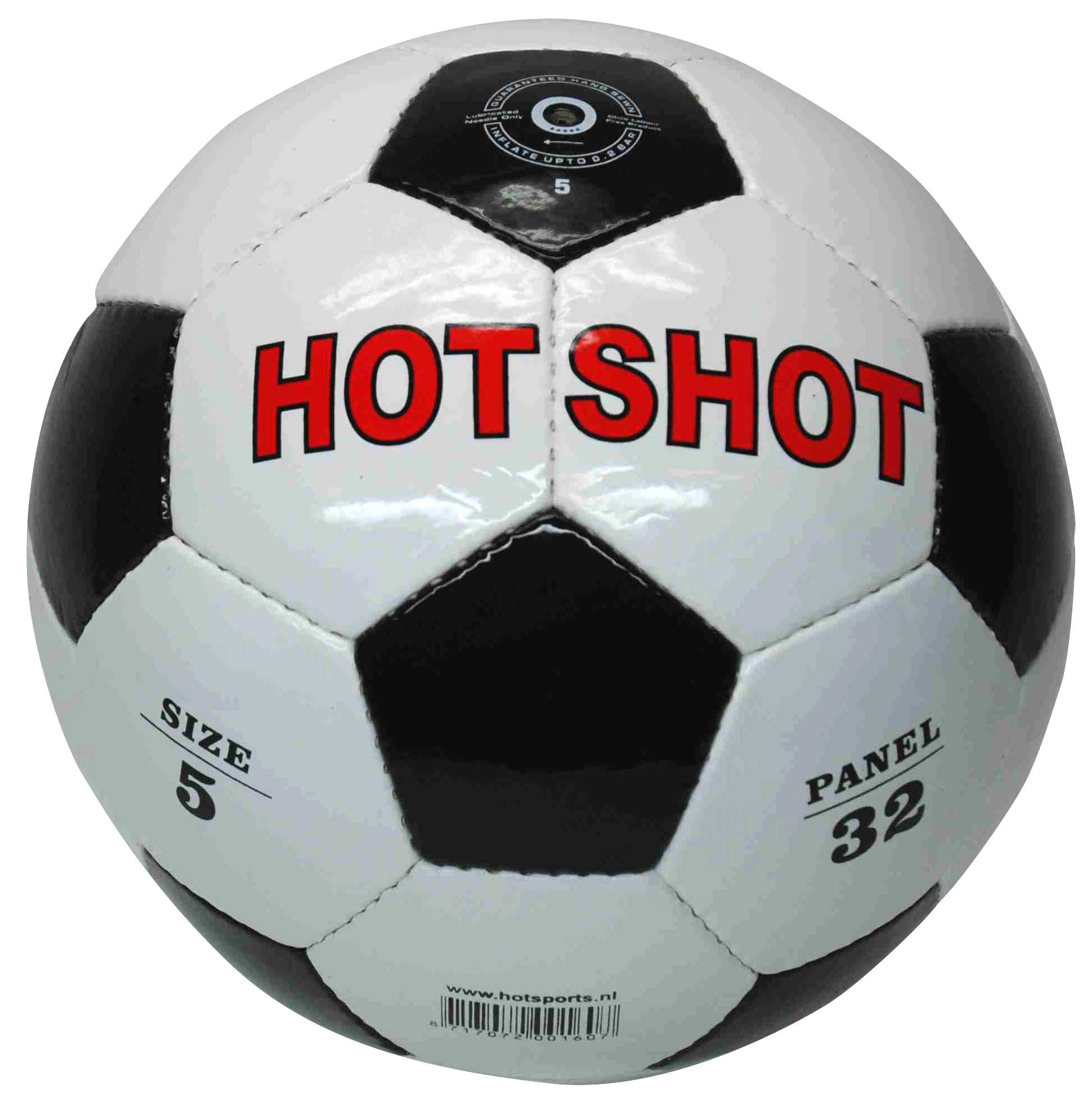 150160 Voetbal HOT-SHOT wit/zwart glans mt.5 - Afbeelding 1