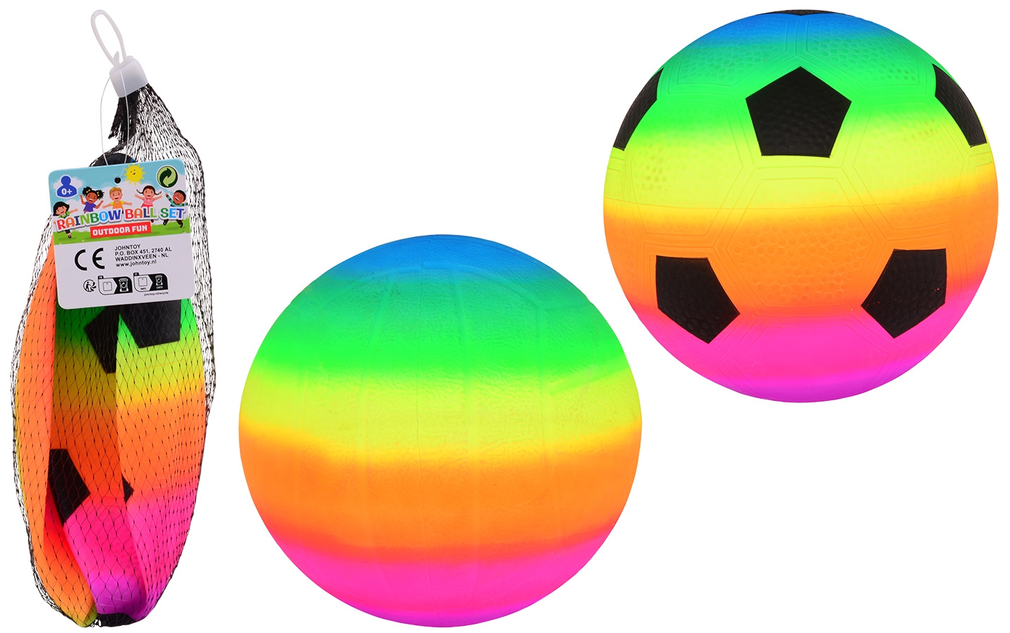 150561 Bal Regenboog maat 3, 2 stuks in net - Afbeelding 1