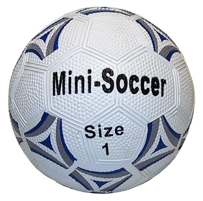 159303 Mini Voetbal Rubber mt 1 wit/zwart 13 cm - Afbeelding 1