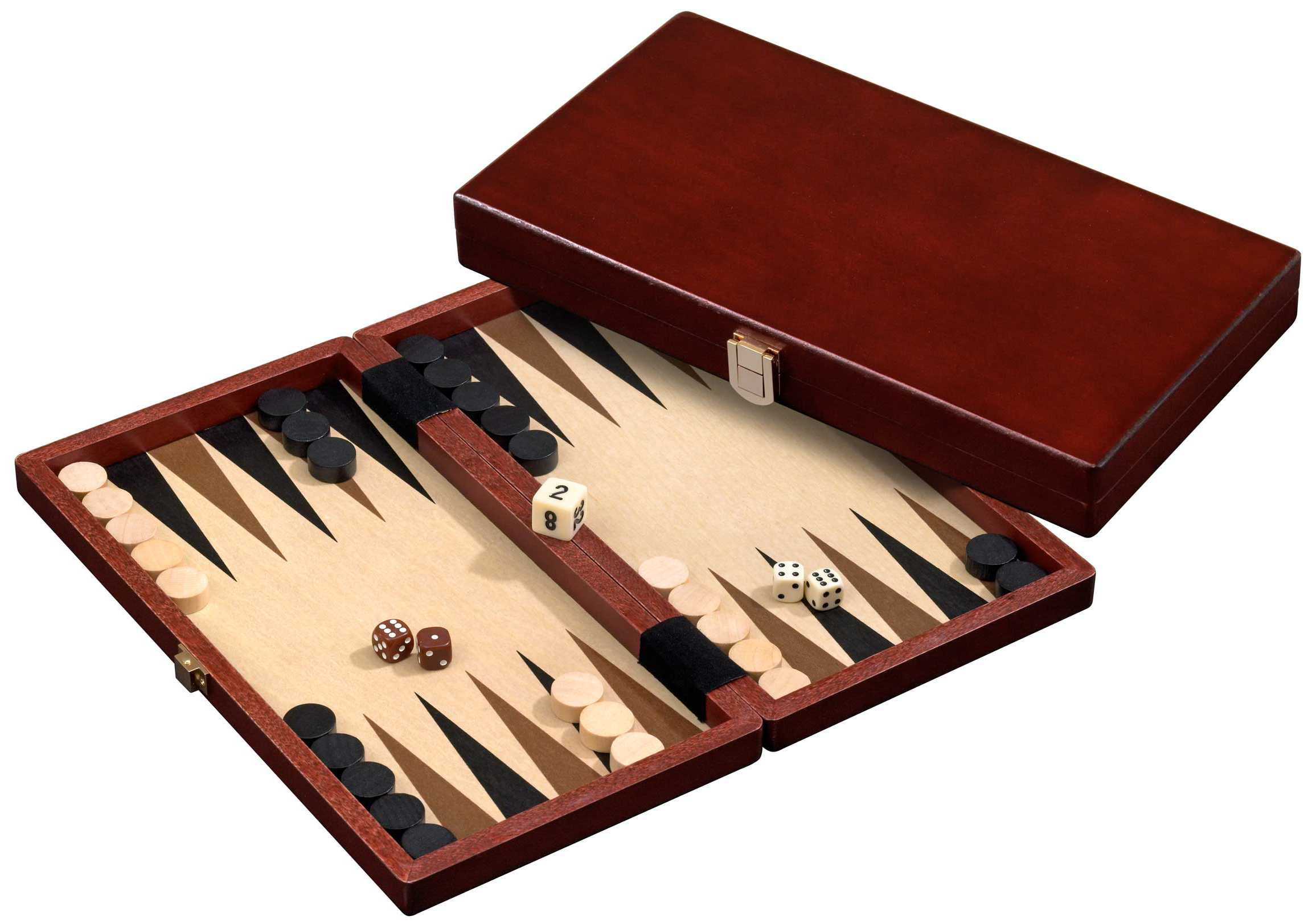 602113 Backgammon kist bruin 28,5x15,5 cm. - Afbeelding 1