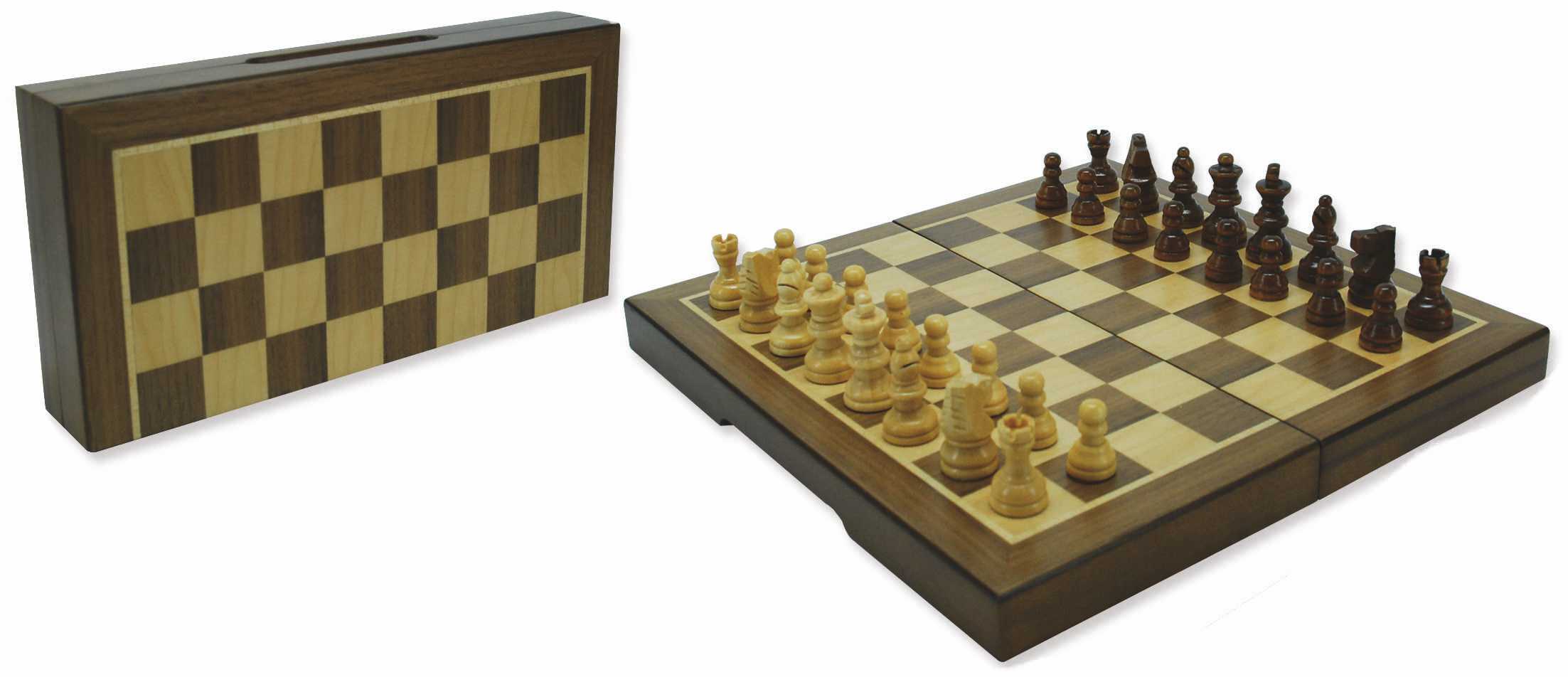 670926 Schaakcasset Magnet. Walnoot 23x23x2 cm - Afbeelding 1