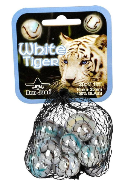 102445 20+1 White tiger knikkers 4149 - Afbeelding 1